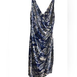 Ralph Lauren Elegant Blue and White Floral Dress